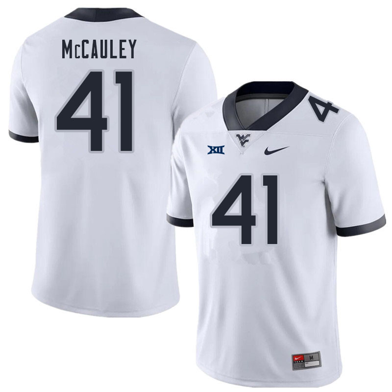 Men #41 Jax McCauley West Virginia Mountaineers College Football Jerseys Sale-White - Click Image to Close